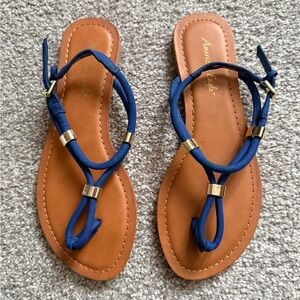 American Eagle Outfitters Blue and Brown Sandals